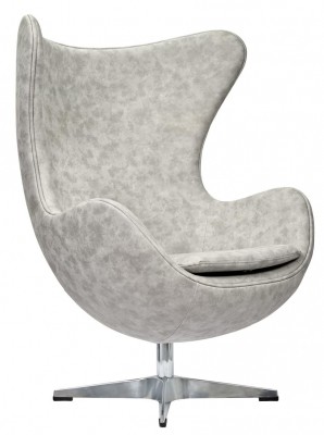 Дизайнерское кресло EGG CHAIR светло-серый матовый с эффектом состаренная кожа